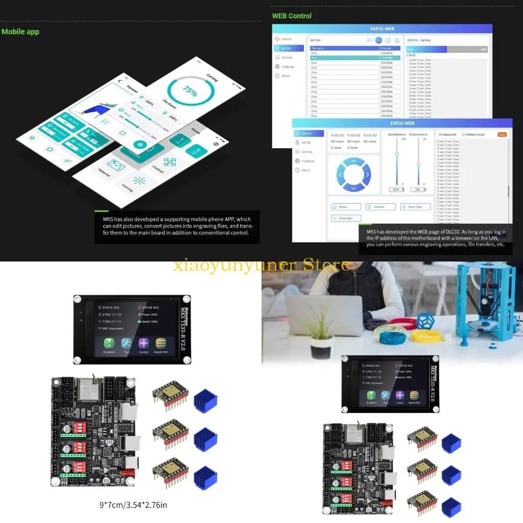 

P9JB MKS DLC32 V2.1 Плата управления 3D-гравером TS35 LCD 32-битный автономный контроллер GRBL