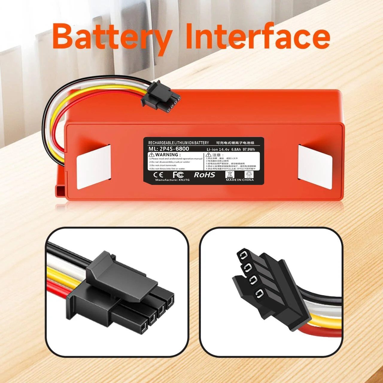 

Roborock Battery for S4 Max S5 Max S6 MaxV S7 MaxV T6 Q5 Q7 Max E25 E35 Xiaomi Mijia 1C 1S Rechargeable Li-ion