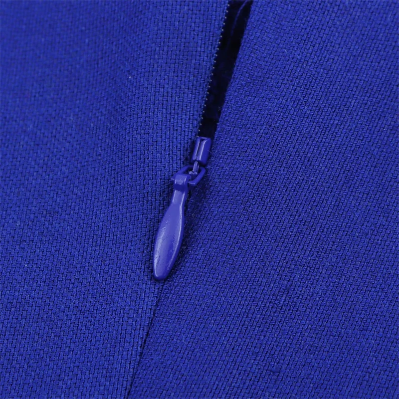 KEYANKETIAN 2025, Sommer Neue Damen Königsblau, ärmellos, MIDI-Kleid, Bürodame, einfacher Stil, Reißverschluss hinten, O-Ausschnitt, A-Linien-Kleider