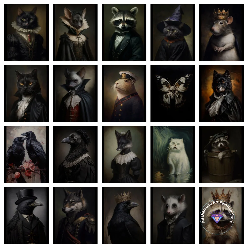 

Gothic Romantic Crow AB Diamond Painting Kit Square Round Diamond 5D DIY Batbird Mosaic Handmade Art Exquisite Gift Home Decor