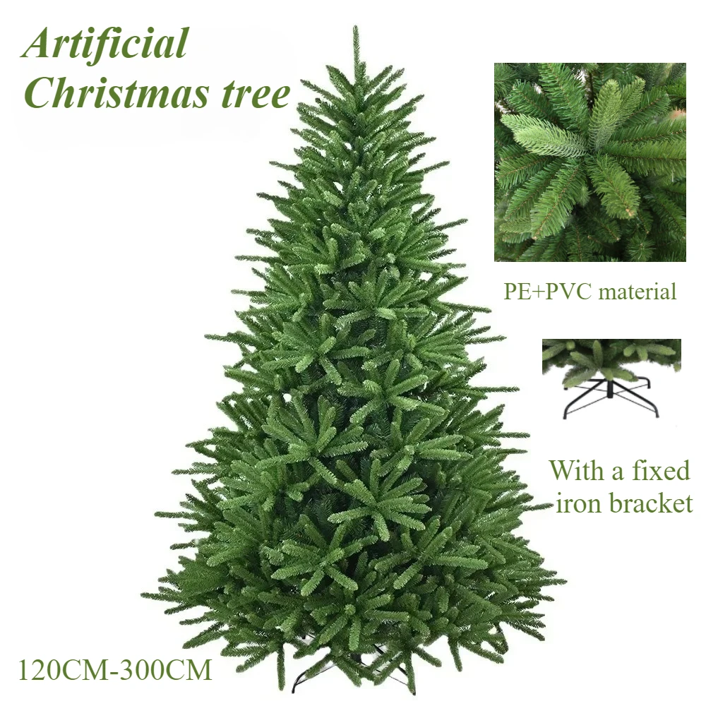 

Artificial Christmas Tree PE+PVC Material 1.2m-3m Large Green Christmas Tree Family Party Christmas Atmosphere Decoration