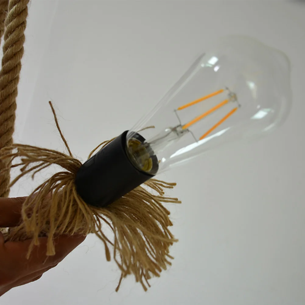 

Single 1M Rustic Three Head Hemp Rope Pendant Lamp Hanging Light for Restaurant Bedroom Cafe Bar Country Style Decorative Lamp