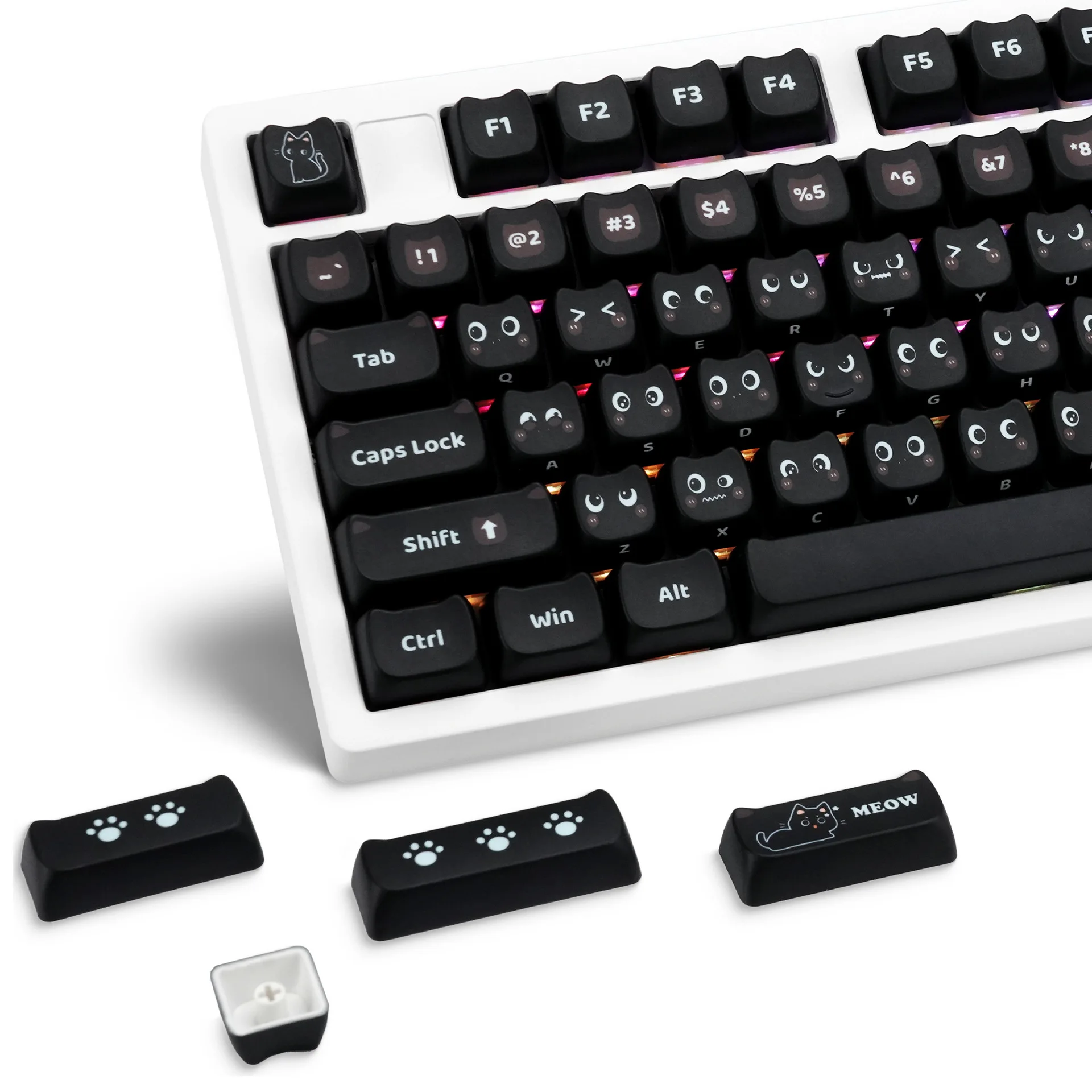 

"Little Black Bean Cat" MAO 5-sided high-temperature sublimation PBT mechanical keyboard keycaps, cute style