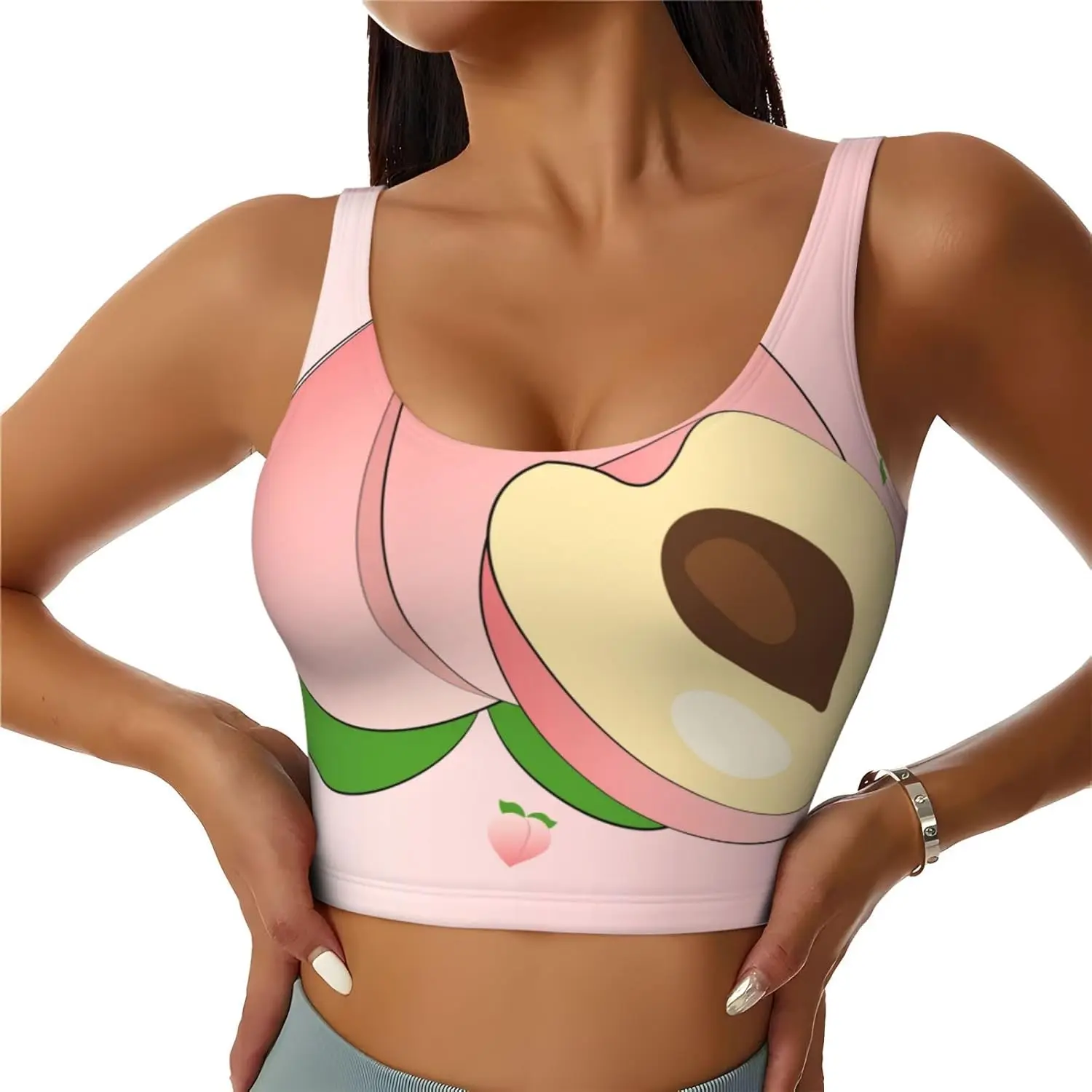 Outdoor Sports Women's Vest Cartoon Peach Printed Fashion Sports Vest Suitable for Yoga and Fitness