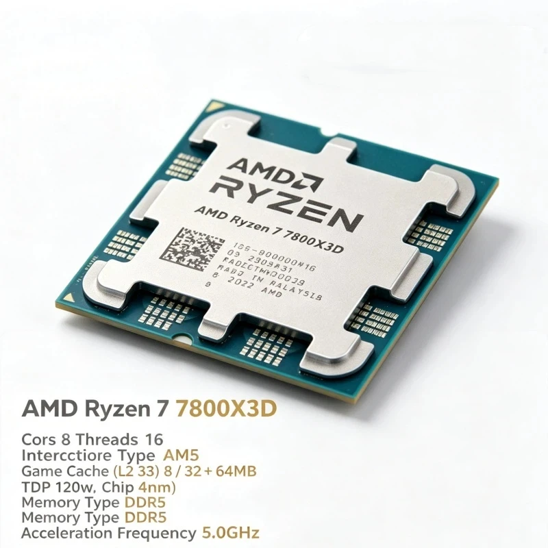 AMD Ryzen 7 7800X3D Tray CPU Without Cooler 8-Core 16-Thread 5.0GHz 96MB 3D V-Cache AM5 Desktop Processor