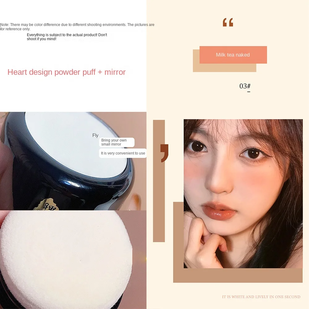 Colorete en polvo suelto a prueba de sudor, crema suave y brumosa, colorete con cojín de aire naranja, maquillaje de larga duración, polvo facial cosmético con control de aceite