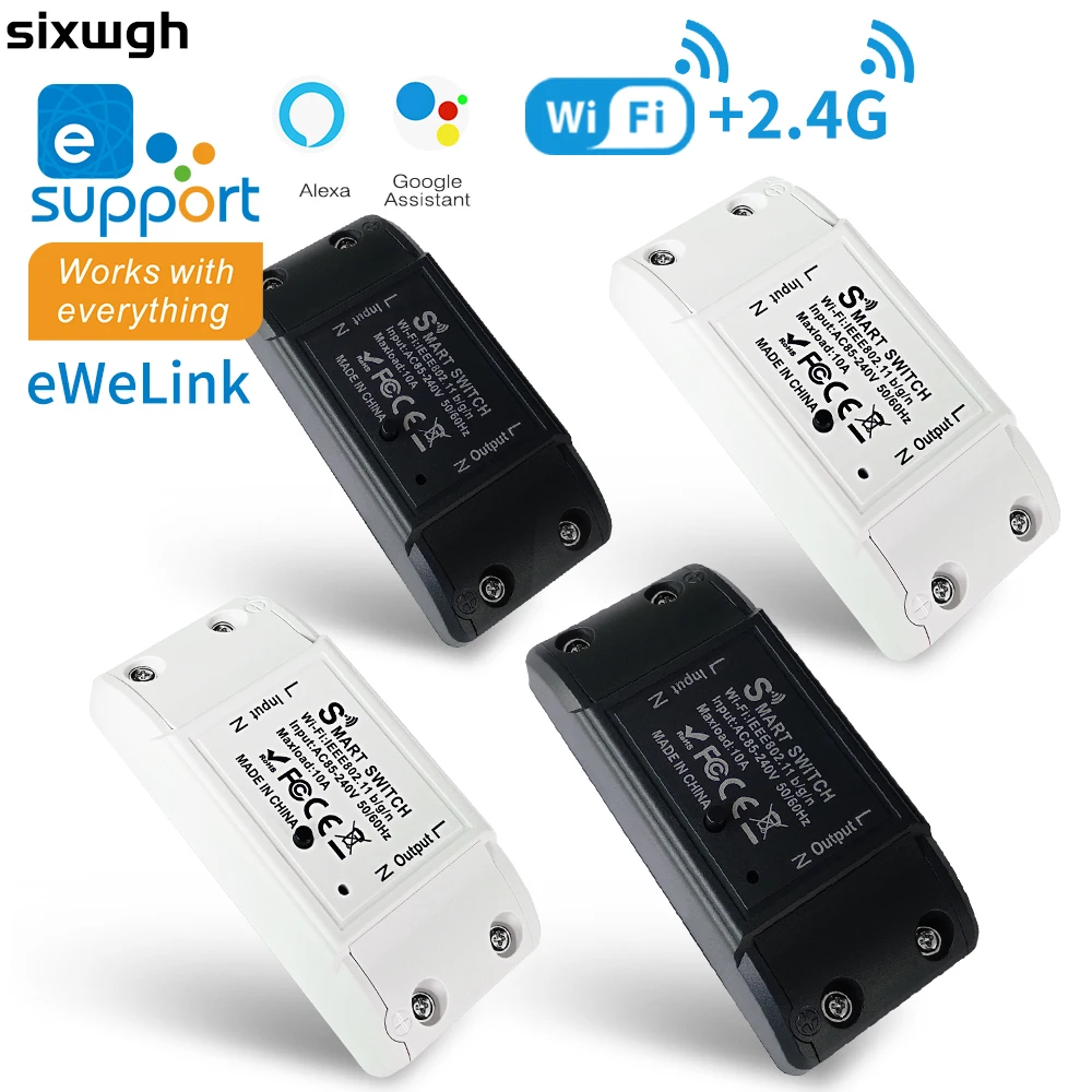 WiFi eWeLink Smart Switch, Zeitschaltuhr, Schutzschalter, unterstützt RF2.4G-Fernbedienung, funktioniert mit Alexa und Google Home Sprachsteuerung.