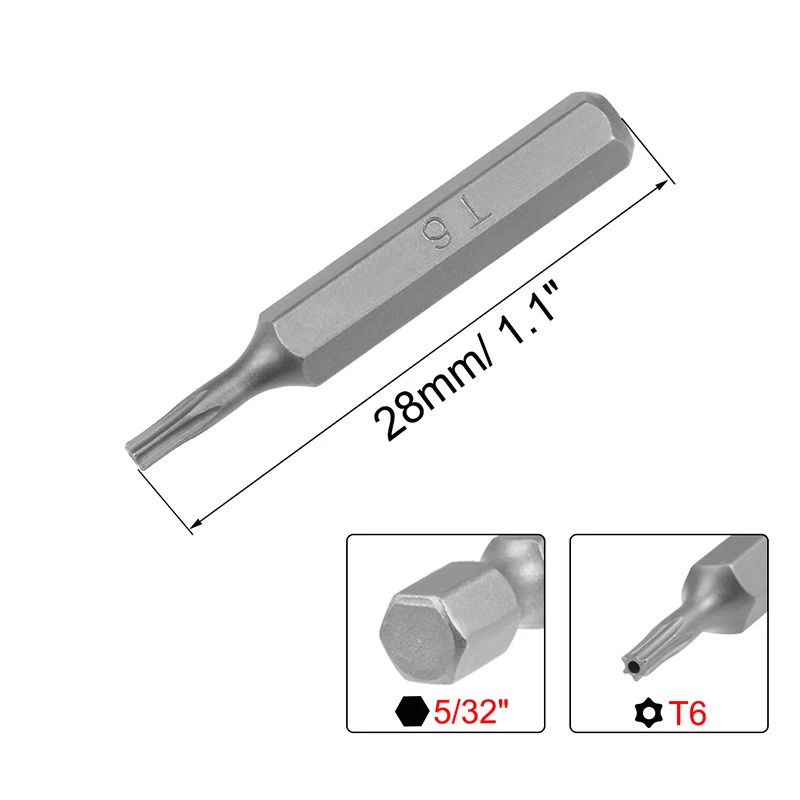 T2 T5 T6 T8 Torx Schroevendraaier Bit Torx Bits 5/32 Inch Hex Shank Hex Schroevendraaier Bits Kit Tools voor Power Tool 28Mm Lengte