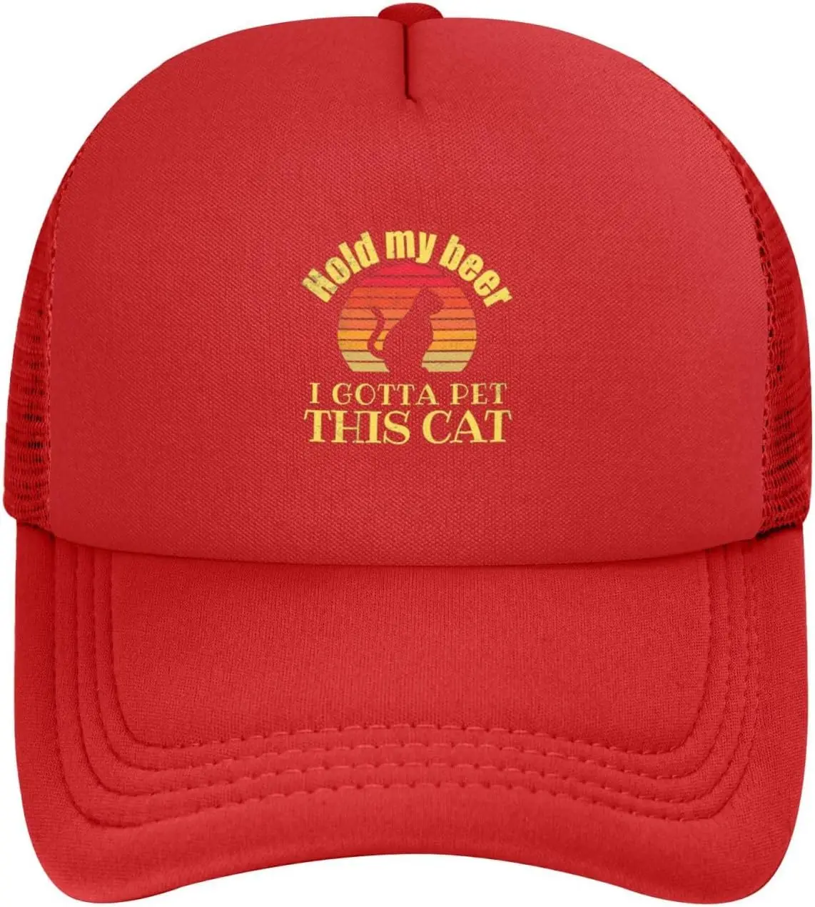 Hold My Drink I Gottas Pet This Cat Hat Adjustable Funny Fashion Adult Mesh Baseball Cap for Men Women gsds