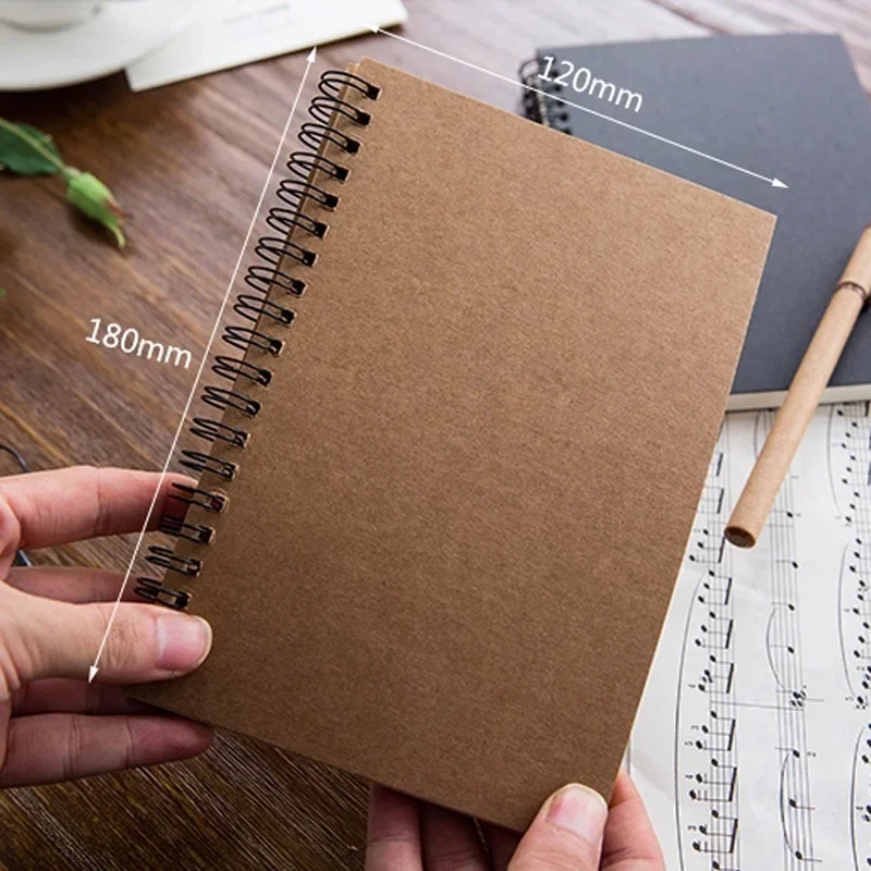 STONEGO Coil Book Creative Retro Kraft Paper Coil Book Wholesale Simple Blank Doodle Note Diary Sketchbook