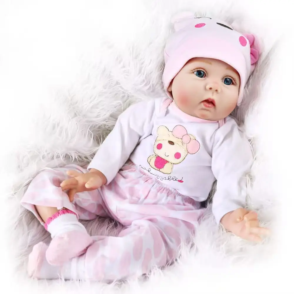 55cm/inch soft cloth body doll Acrylic Eye Simulation Cute Reborn Doll gift Play house dress up game children Companion toy