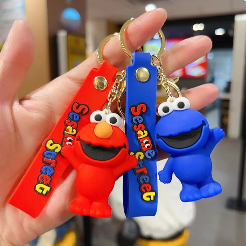 Cartoon Anime Sesame Street Pvc Figure Keychain On The Phone  Key Chain For Children Kid Gifts For The New Year Christmas Gifts