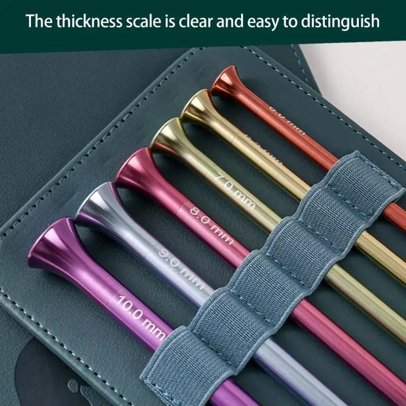 

6Pcs Aluminum Tunisian Crochet Hook Ergonomic Grip Afghan Knitting Needle 5.0mm-10mm For Sweater Scarf Knitting Craft Y5GB