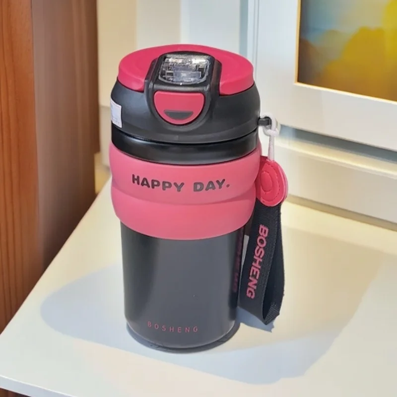 

New Girls Coffee Cup Simple Internet Celebrity Thermos Cup Double Drink with Straw Men's and Women's Fashion Water Cup Gift 2