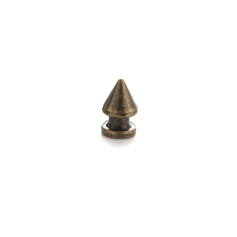 100sets 8*12mm Bronze Cone Spots Metal Studs Leathercraft Rivets Bullet Spikes Punk Spike Rivets for Leather