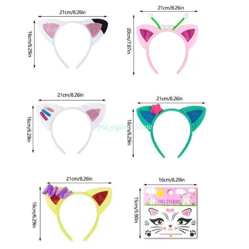 Y88A Vai Trò Chơi Mèo Mũ Trụ Thoải Mái Dây Đeo Đầu Và Bộ Miếng Dán Dành Cho Phụ Nữ Và Bé Gái Trang Phục Dự Tiệc Tinh