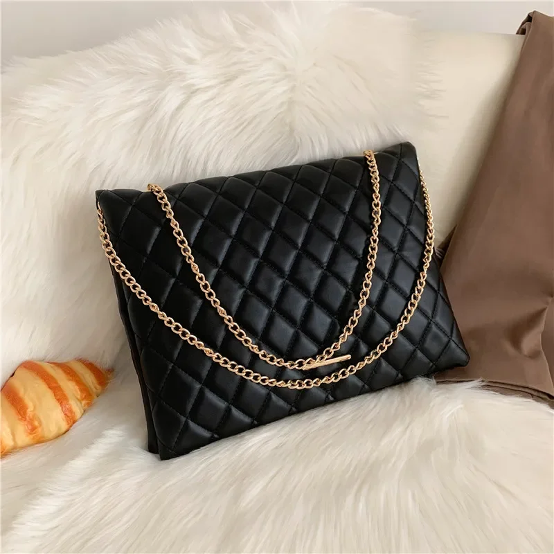 2023 New Spring Shoulder Bag Fashion Plaid Pu Leather Crossbody Bags For Women Large Envelope Handbags And Purses