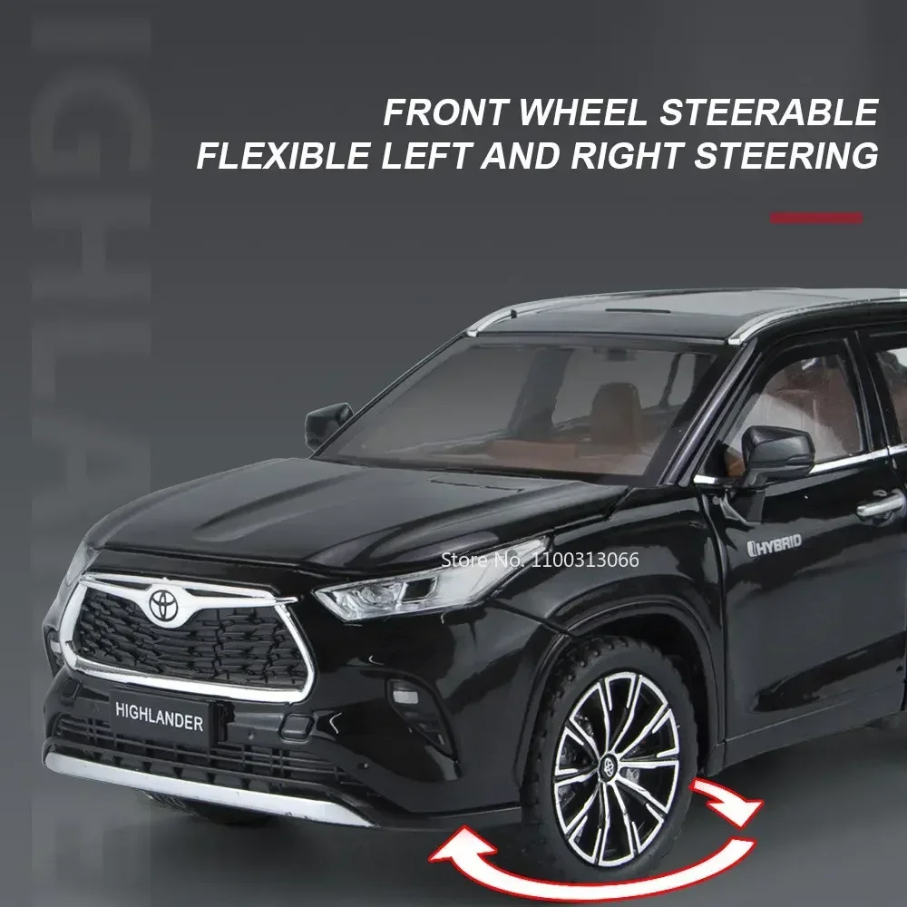 1:24 Highlander Alphard Miniature Toys Cars Models Alloy Diecast Doors Opened Car Sound Light Pull Back Vehicles for Kids Gifts