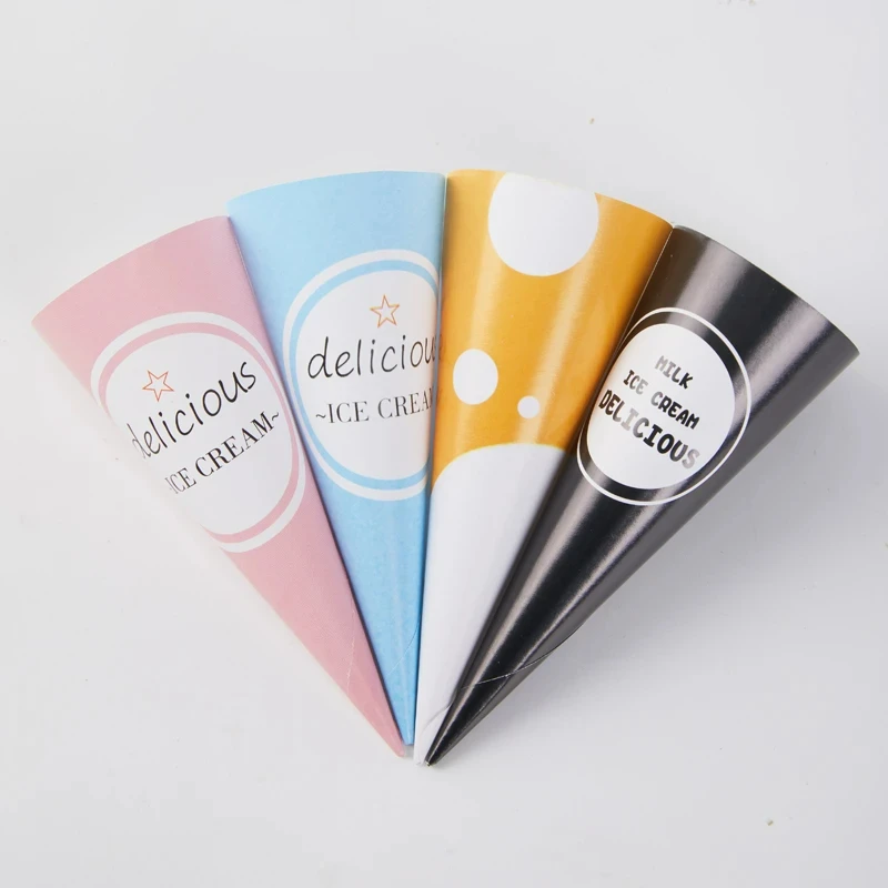 1000Pcs/lot Ice Cream Cone Paper Cover Disposable Cones Tray Paper Sleeve DIY Home Summer Party Supplies 10.8x4cm/4.26x1.58inch