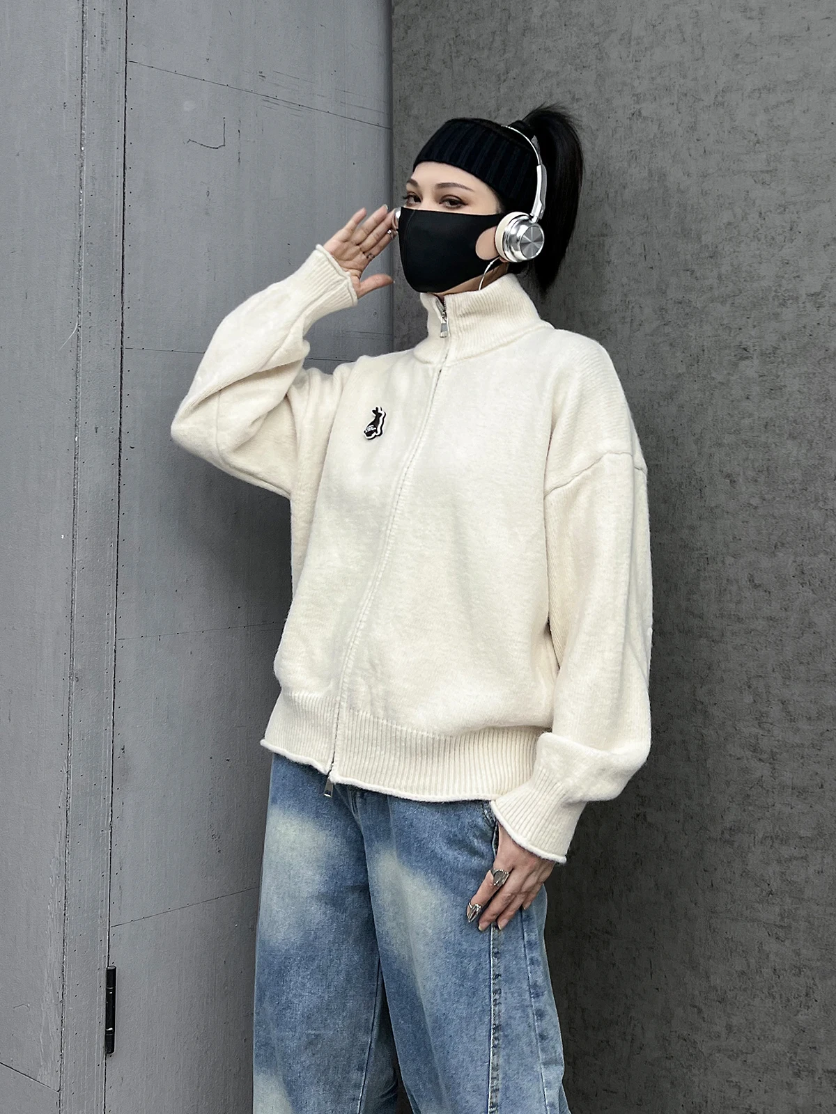 

Faionable Knitted Cardigan Pure Color Hoodie Spring 2026 New Design Street Sle Women's Long Sve Zipper Jaet