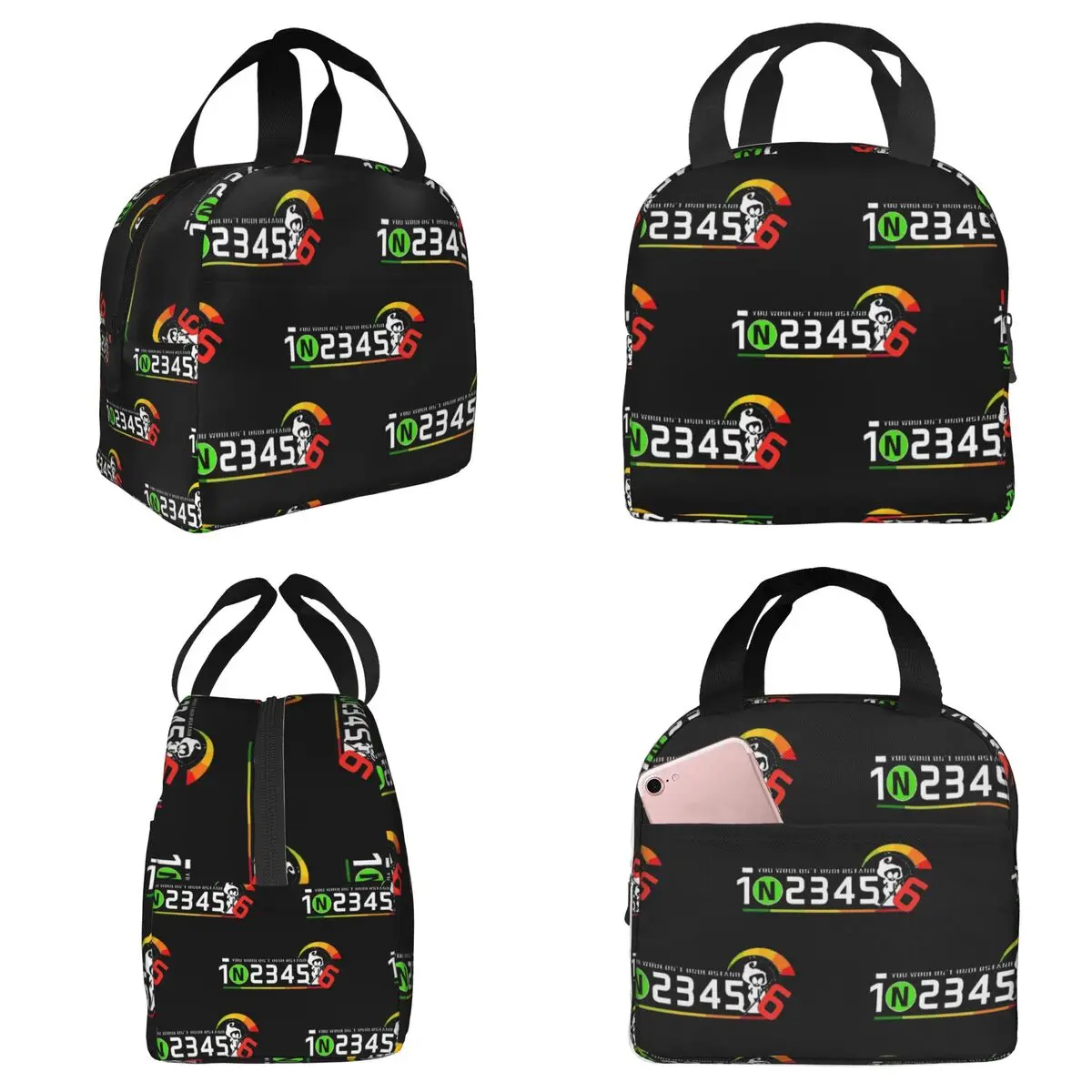 

1N23456 Термосумка для обедов в стиле мотоциклетной экипировки для детей, школьный термоконтейнер для еды, портативный ланч-бокс