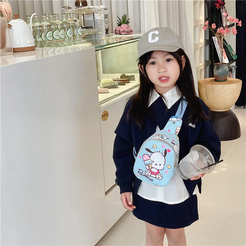 Hello Kitty Kuromi Phochacco Kids Cartoons Anime Cute Girl Chest Bag Kawaii Shoulder Messenger Bag Travel Storage Bag Coin Purse