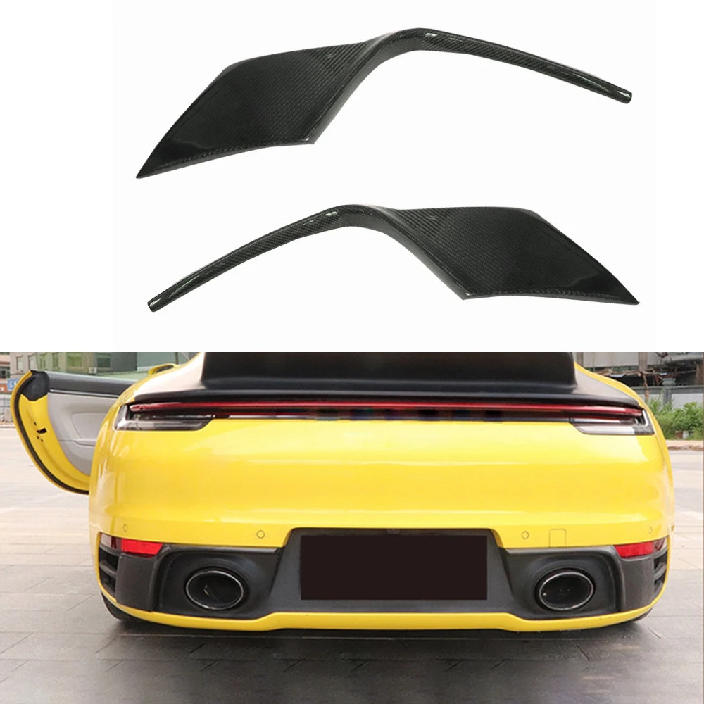 For Porsche 911 992 2019+ Carbon Fiber Rear Bumper Diffuser Wind knife Splitter Cover Exhaust Guard Plate Body Kits Accessories