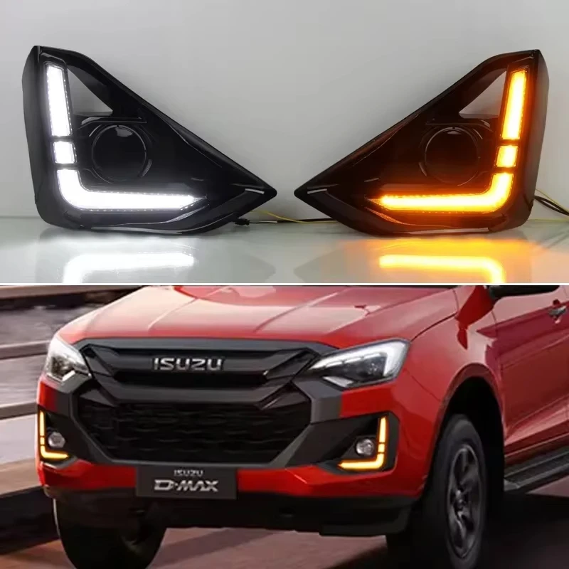 

2 PCS Car Led DRL Daytime Running Lights For Isuzu D-max 2024 2025 Turn Signals Indicator Auto Accessories Day Lights Headlights