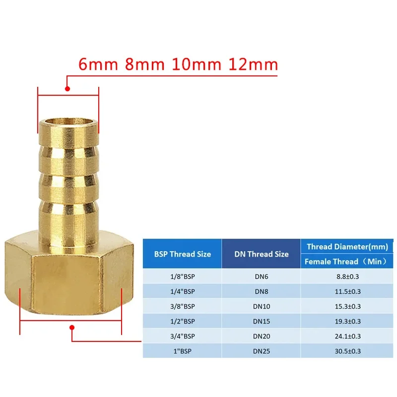 Pagoda Brass Pipe Fitting 6/8/10/12/14/16mm Hose Barb Tail 1/8