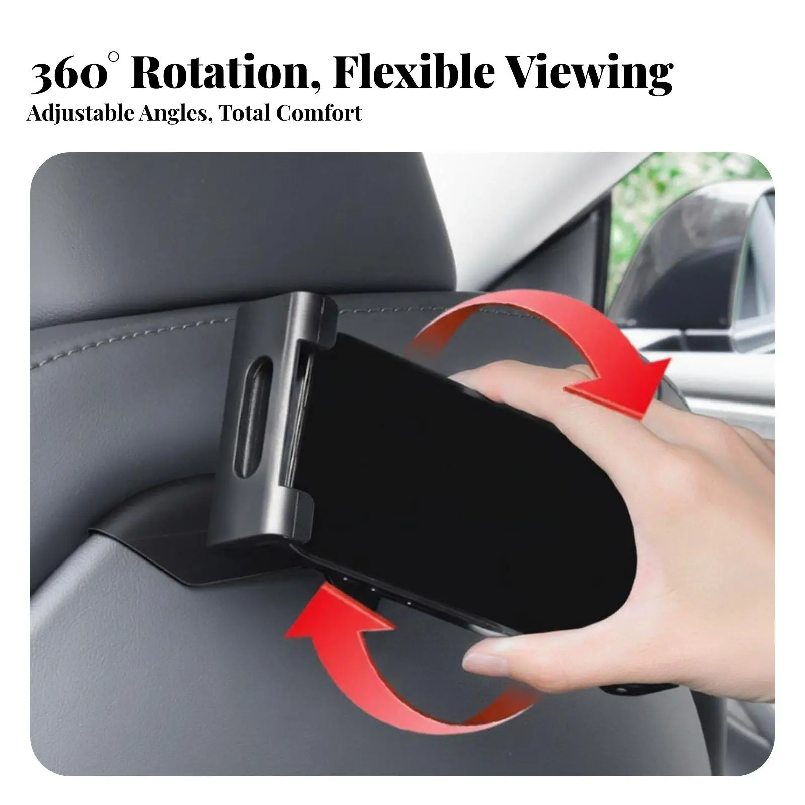 Headrest Mount with Hook 2-in-1 Design Car Seat Rear Ph Single Holder Adjustable