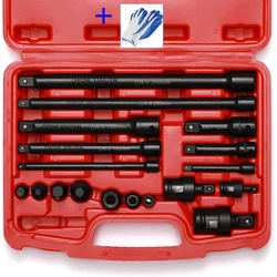 18-Piece Drive Tool Accessory Set Includes Socket Adapters Extensions Universal Joints and Impact Coupler