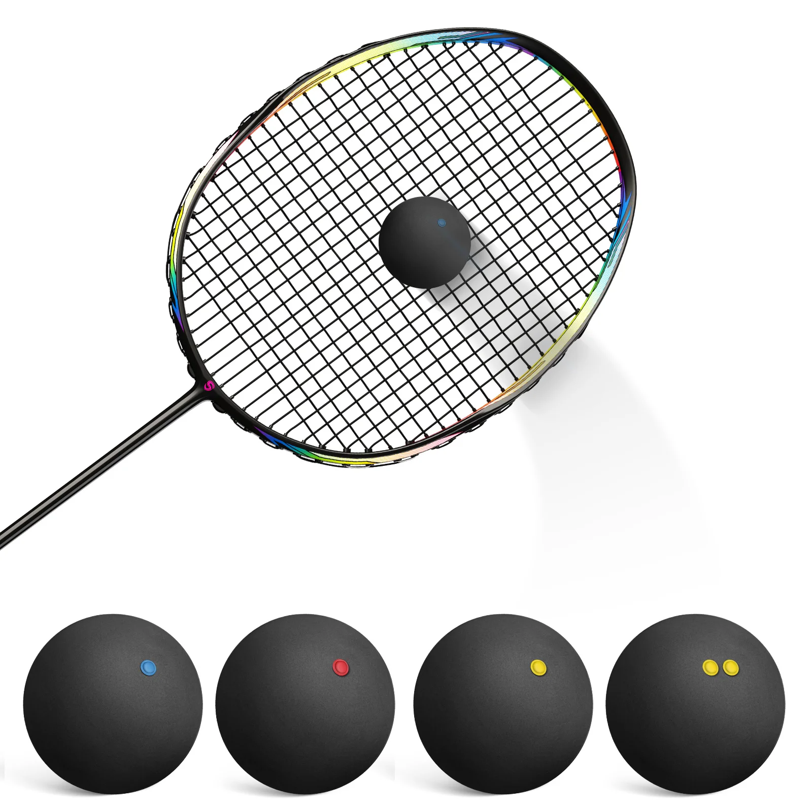 

4 pcs Rubber Training Squash Balls Mixed Dot Colors Lightweight For Competition Practice Indoor Outdoor Sports Party Favors