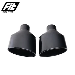 1 Pair Stainless Steel Universal Car Exhaust End Tip 63mm Outlet Rolled Oval Slant muffler tail pipe