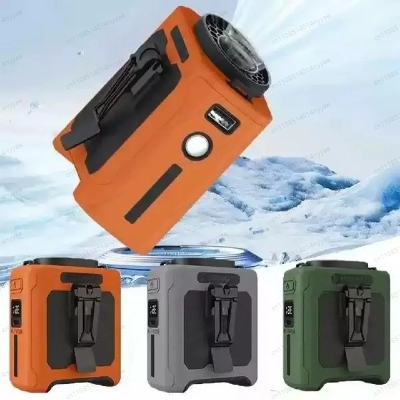 Portable Waist Fan 5000mAh Rechargeable Hanging Neck Fan Personal Wearable Belt Clip Fan with LED Flashlight for Outdoor Camping