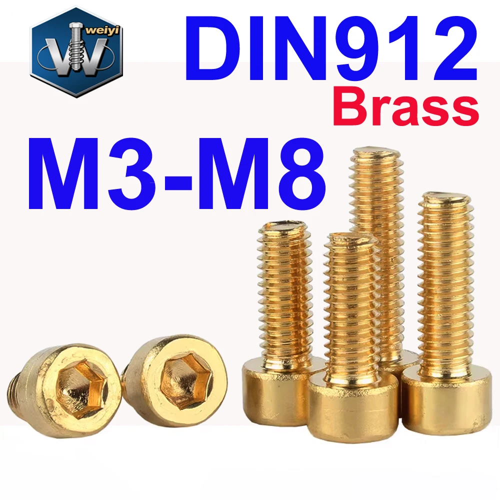 Weiyi 10 Stück/Set DIN912 M3 M4 M5 M6 M8 Sechskant-Inbusschrauben aus reinem Messing mit Rundkopf – Detail 1