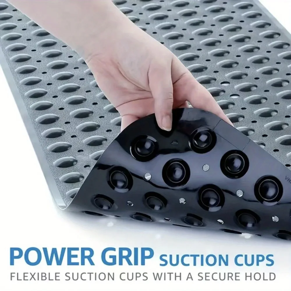 

D9 Non-Slip Bathtub Mat Shower Mat With Drain Holes And Suction Cups Machine Washable Household Bathroom Shower Carpet Bathroom