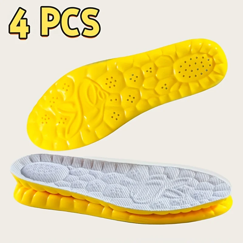 

4 шт. 4D спортивные стельки с подошвой из ТПУ, мягкие высокоэластичные подушечки для обуви, дышащая подушка-дезодорант, поддерживающая арку, стелька для мужчин и женщин