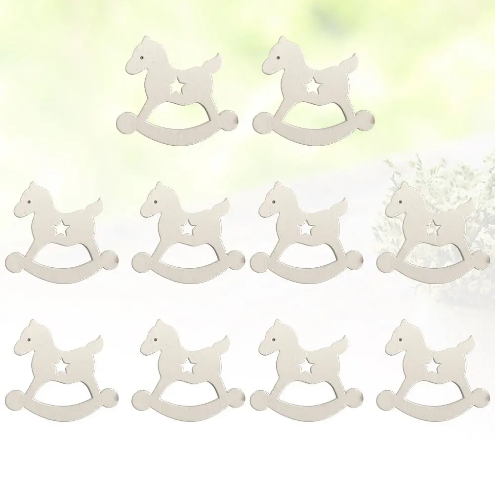 10Pcs Christmas Wood Decorations Horse Style Hanging Pendant Smooth Surface Eco Friendly Living Room Party Supplies