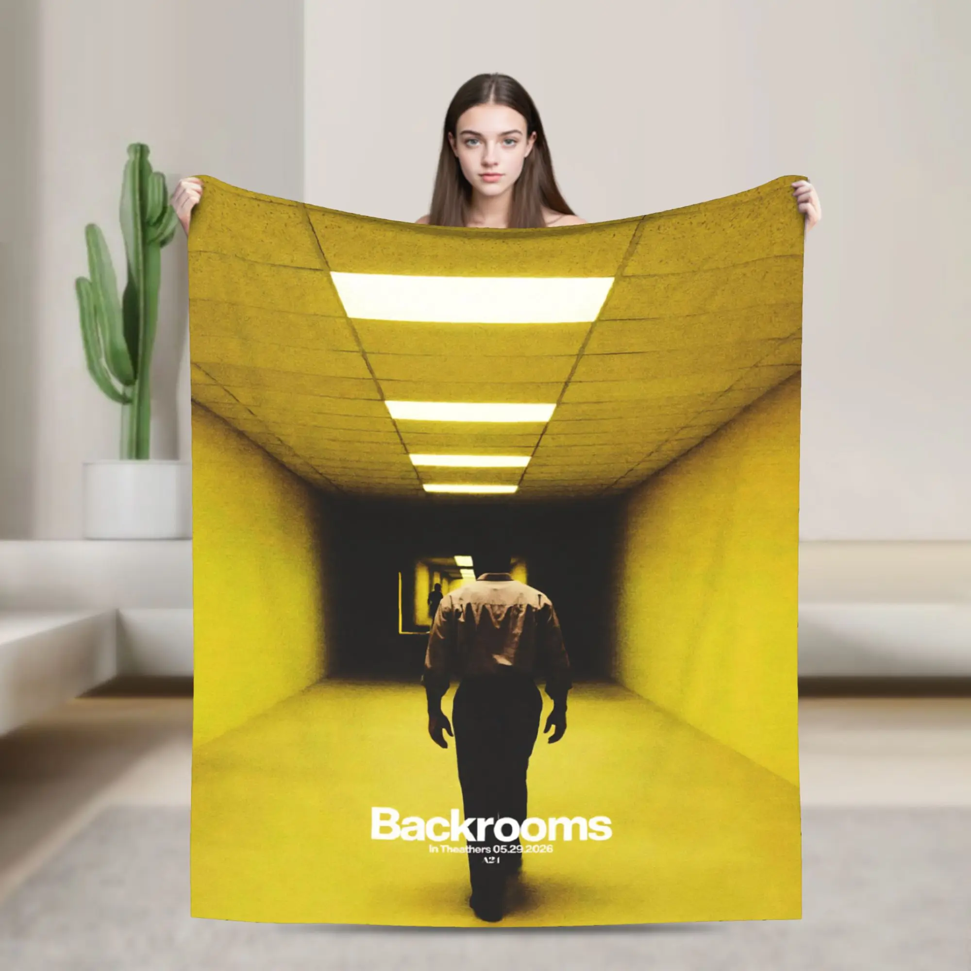 Backrooms Horror Movie 2026 Throw Blanket for Couch Soft Cozy Plush Blanket 50x60 Inches Multiple Sizes Bedspreads All Seasons