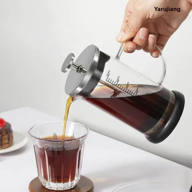 

French Press Coffee Pot Glass Hand Brew Milk Froth Tea Maker Press Tea Pot Coffee Filter Cup Equipment Plastic Material