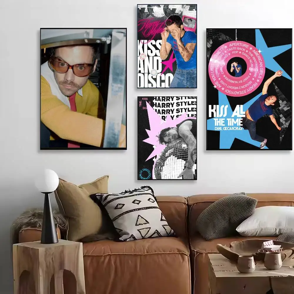H-Harry S-Styles Kiss All the Time Poster Versatile HD Waterproof Wall Art Self-Adhesive Decor for Any Space Ideal Gift
