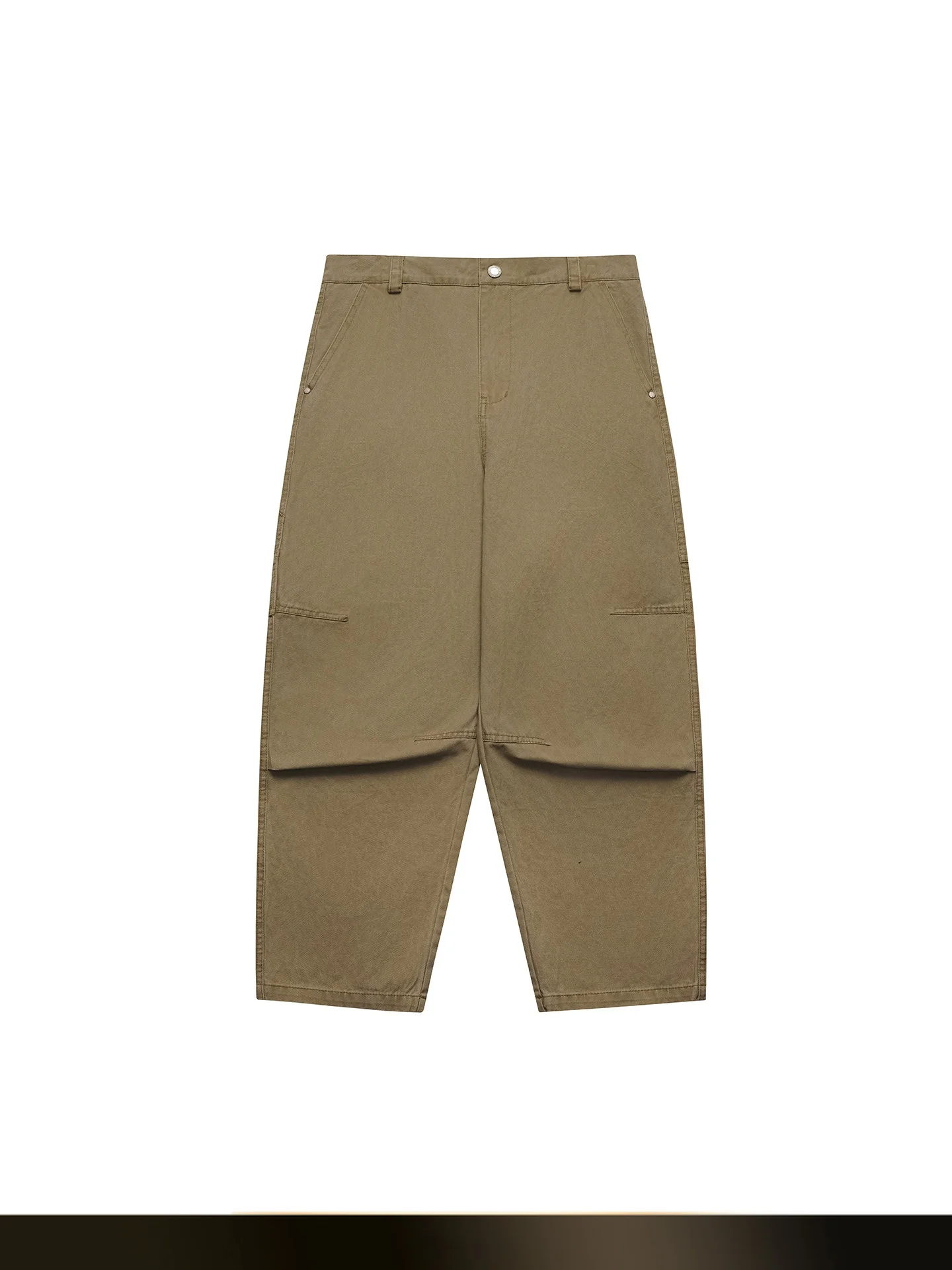 

Мужские свободные брюки в стиле ретро с заклепками, из чистого хлопка, широкие, длинные, для осеннего сезона, повседневные рабочие брюки