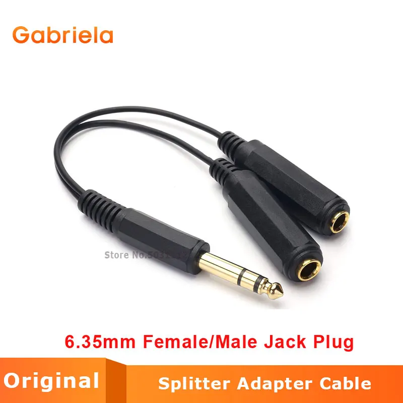 adaptador divisor do cabo do altifalante de audio plugue macho estereo dual conector jack femea trs 635 mm 1pc 1pc 01