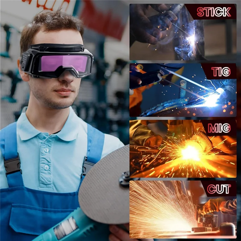 

ABRW-Auto Darkening Welding Goggles, Wide Rang Shade 4/5-9/9-13, Welding Glasses With Welder Mask And 10 Replacement Lenses