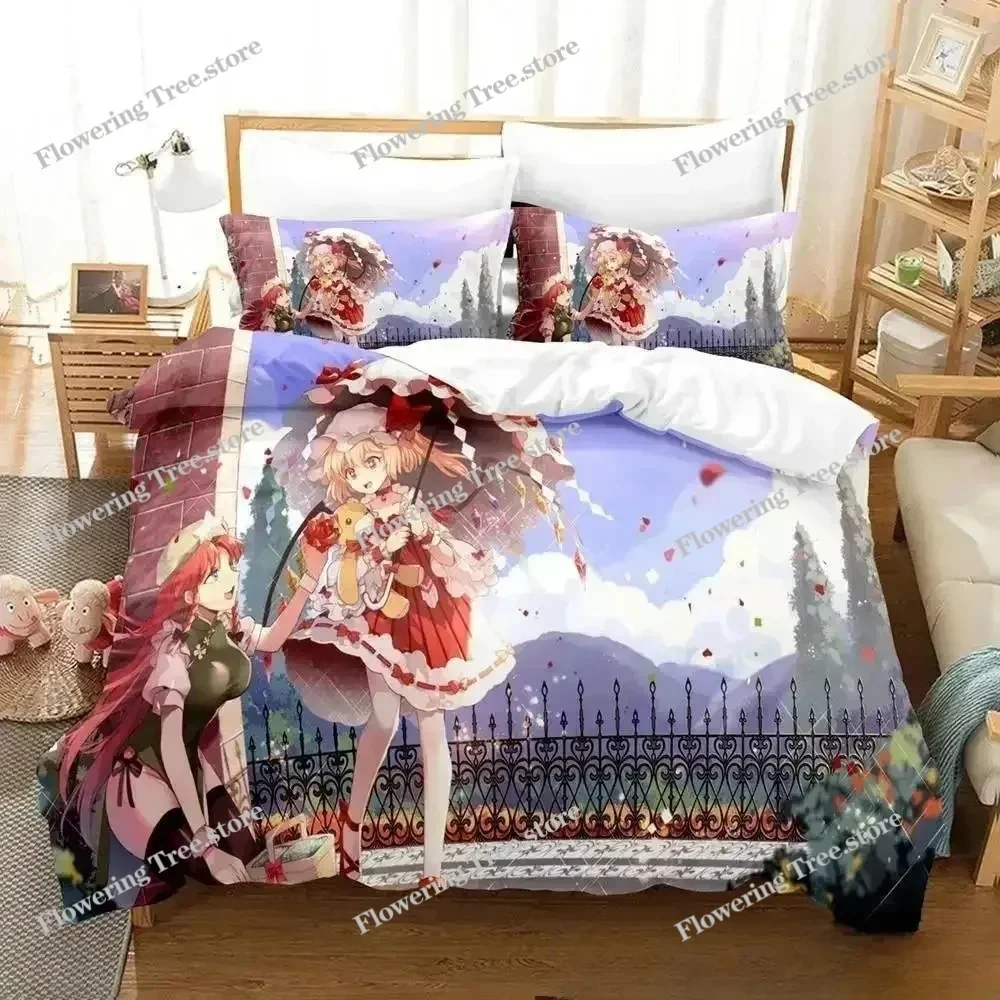 3D Print Anime Touhou Project Bedding Set Duvet Cover Bed Set Quilt Cover Pillowcase Comforter king Queen Size Boys Adult A