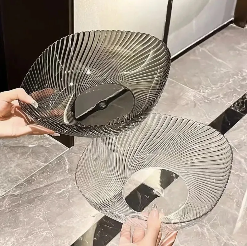 Simple Fashion Transparent High Appearance PET Plastic Fruit Plate Snack Candy Tray for Home Living Room