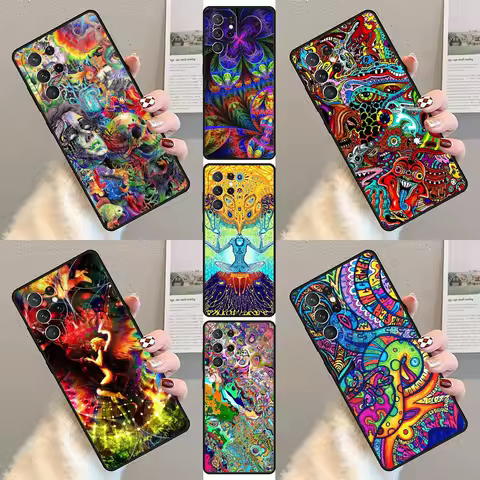 Psychedelic Trippy Art Phone Case For Samsung Galaxy S23 S21 S20 FE S24 S22 Ultra Note20 S10 S9 S8 Plus Silicone Cover