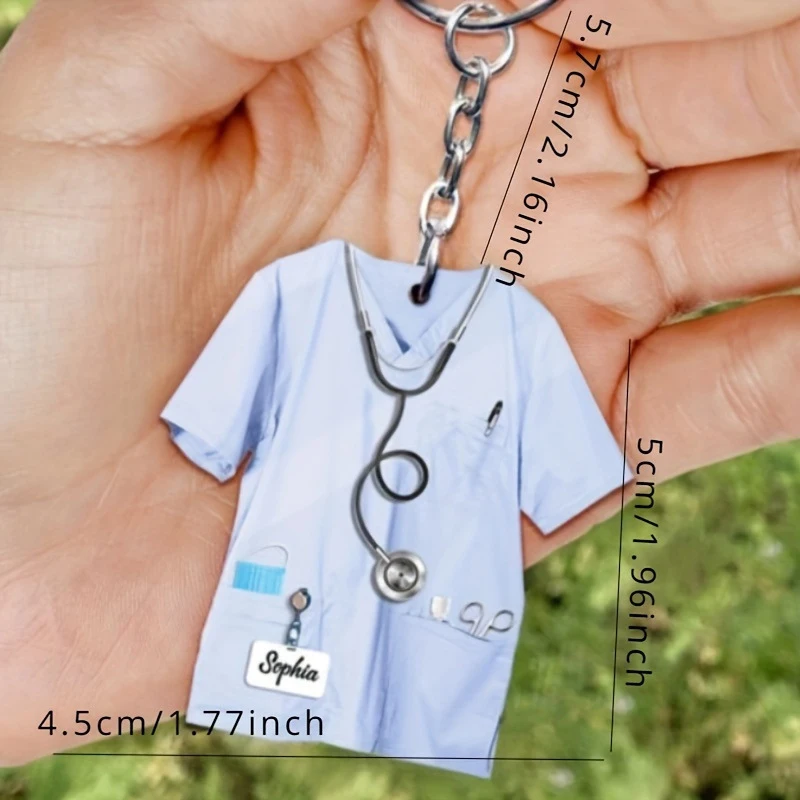 شيك طبيب الأسنان زي قلادة المفاتيح الطبيب تحت عنوان 2D شقة الاكريليك حلية سحر شنقا الديكور لحقائب السيارات هدية احتفالية #5