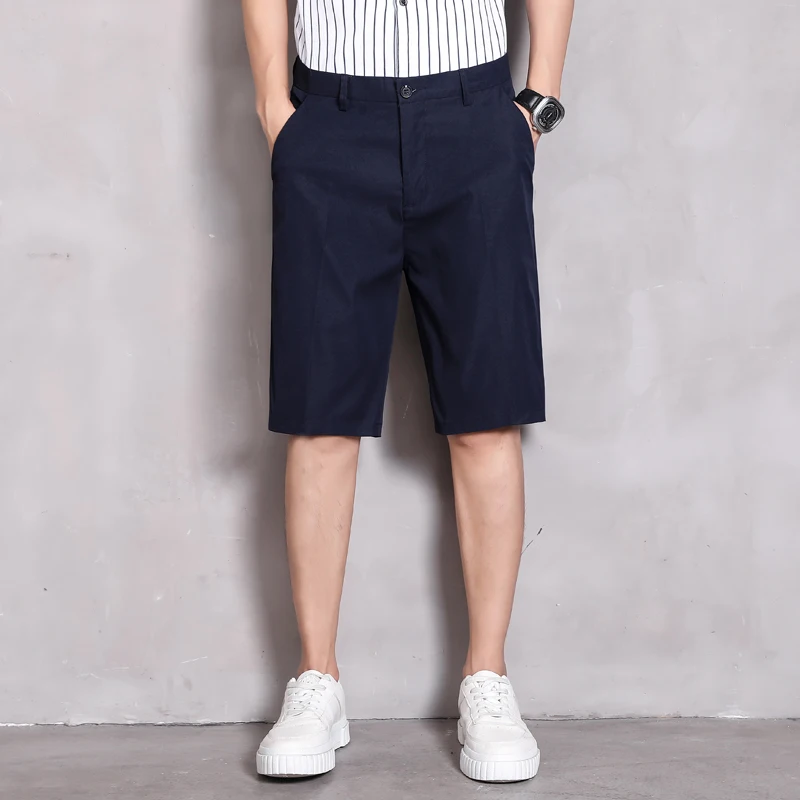 Stylish Straight Casual Shorts Korean Men's Clothing Youthful Vitality Solid Color Summer All-match Zipper Button Knee Pants New