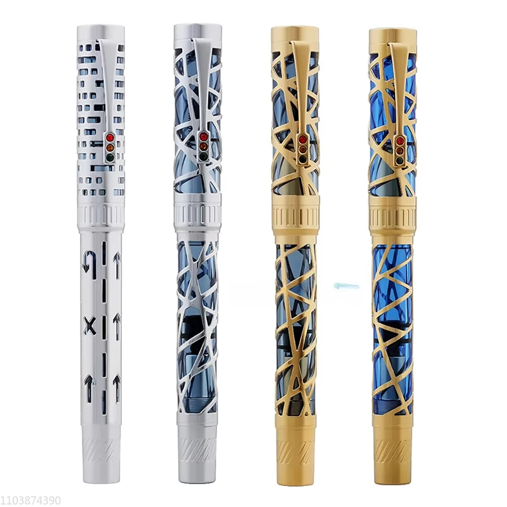 

Majohn T6 Piston Fountain Pen Transparent EF/F Nib 0.7mm Writing Ink Pen City Light Acrylic Office School Supplies Stationery